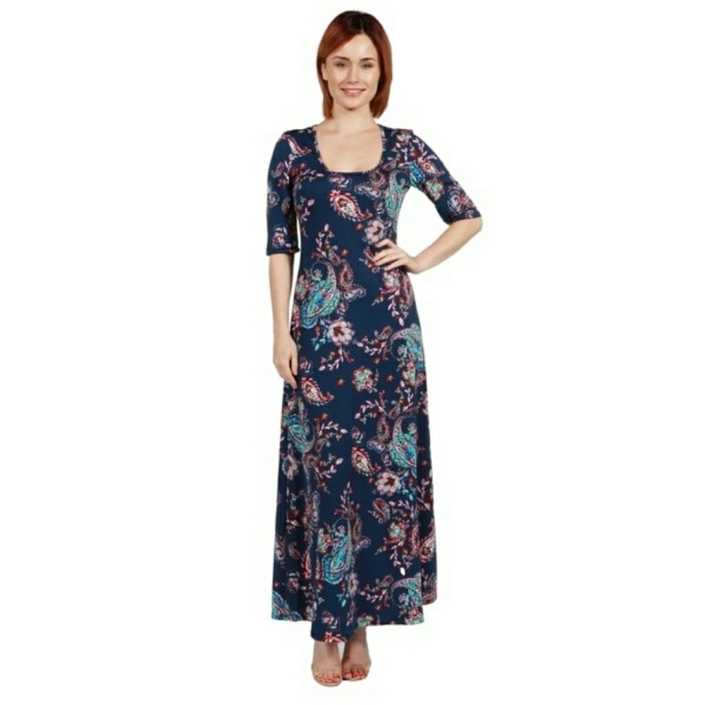 ⬇️ Maternity Blue Paisley Maternity Dress 10
